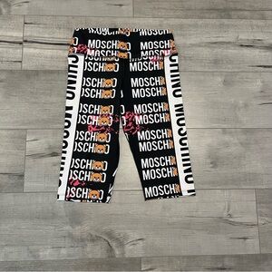 Moschino Black and White Logo Print Leggings